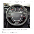 Hand-stitched Black Artificial Leather Anti-slip Soft Car Steering Wheel Cover for Peugeot 508 2011-2008 508 SW 2011-2008