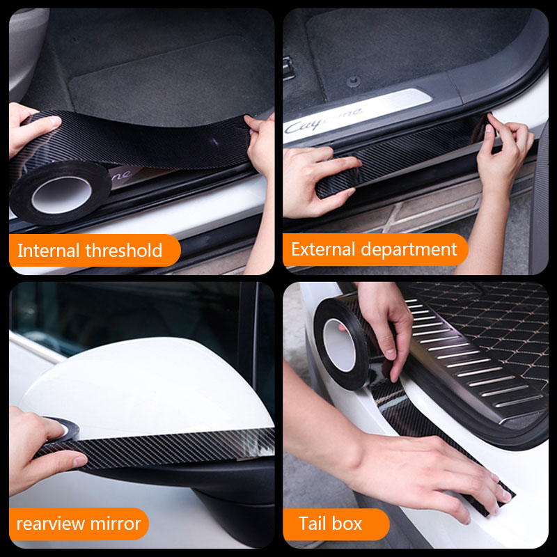 5D Car Stickers Carbon Fiber Vinyl Waterproof Film Automobiles Door Sill Trunk Bumper Protector Sticker and Decals Accessories