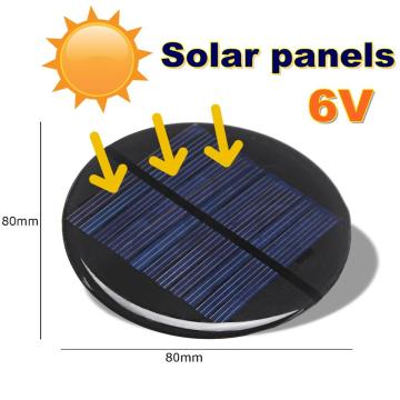 CLAITE Solar Power 6V 0.3W 0.35A 80MM DIY Mini Polycrystalline Silicon Solar Cell Module Circle Round Solar Panel Epoxy Board
