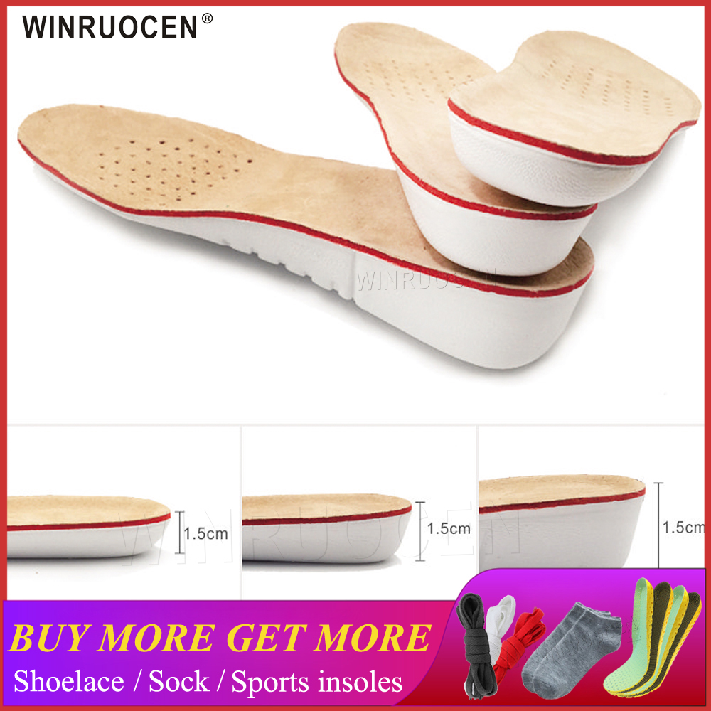 WINRUOCEN Height Increase Insole EVA Pigskin Insoles Gel Insoles Flat Foot Silicone Soles Gel Orthopedic Shoe pad Lift Increase