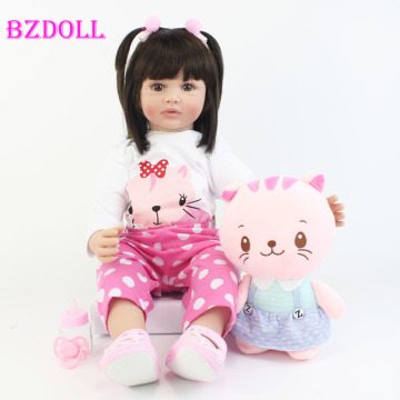 60cm Big Size Soft Silicone Vinyl Reborn Baby Doll Toy Princess Toddler Babies Alive Bebe Boneca Accompanying dressing Doll