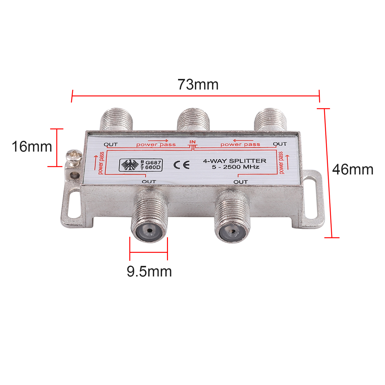 eSYNiC 4 Way Coax Cable Splitter Satellite TV Receiver For Antenna Aerial TV Broadband Connector Bi-Directional MoCA 5-2500MHz