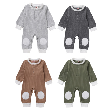 Newborn Infant Baby Girls Long Sleeve Romper Fashion Jumpsuits Patchwork Ribbed for Toddler Infant Baby Girls