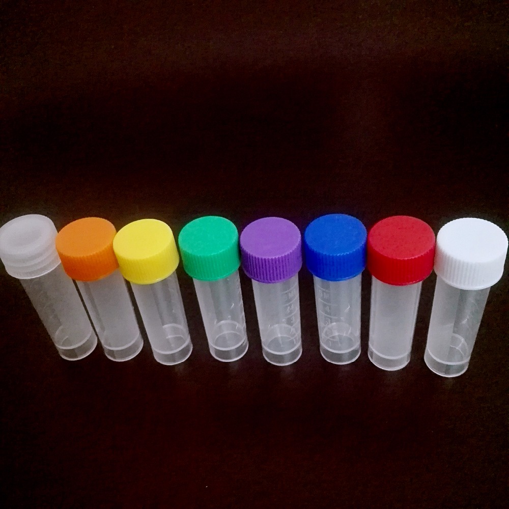 5 ml freezing tubes centrifuge tube Cryotube with colorful screw cap 50 piece