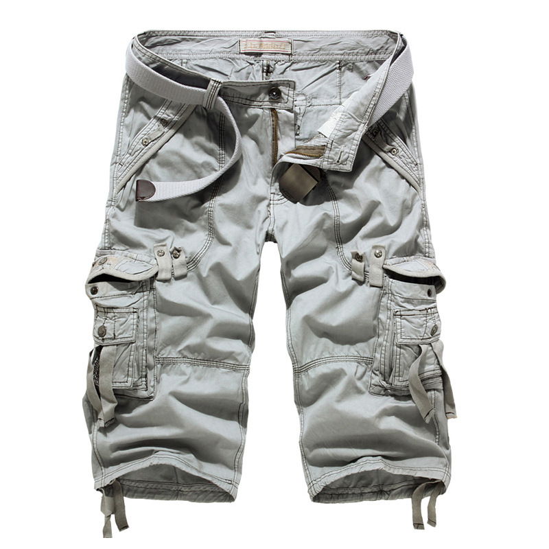 Dropshipping 2021 New Cargo Shorts Men Casual Workout Military Men's Shorts Multi-pocket Calf-length Short Pants Men