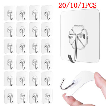 Hooks Transparent Strong Self Adhesive Door Wall Hangers Hooks Suction Heavy Load Rack Cup Sucker for Kitchen Bathroom key hook