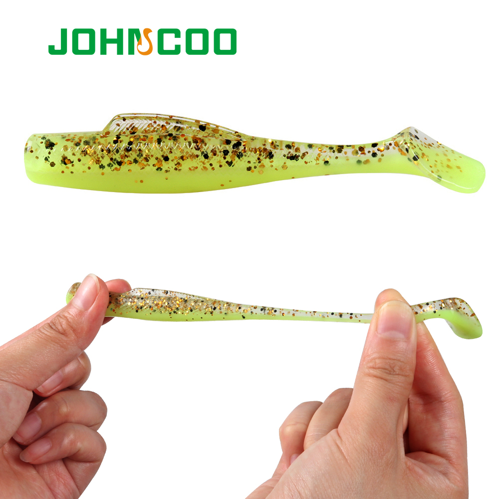 JOHNCOO 12pcs TPR Soft Bait 80mm 5g Soft Paddle Tail Swimbait Fishing Lures Artificial Silicone Bait Wobblers Soft Lures