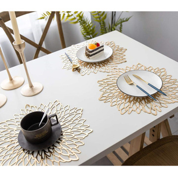 Nordic Placemats Table Ramie Insulation Pad Solid PVC Non Slip Table Mat Leaf Kitchen Accessories Home Pad Couster Decoration