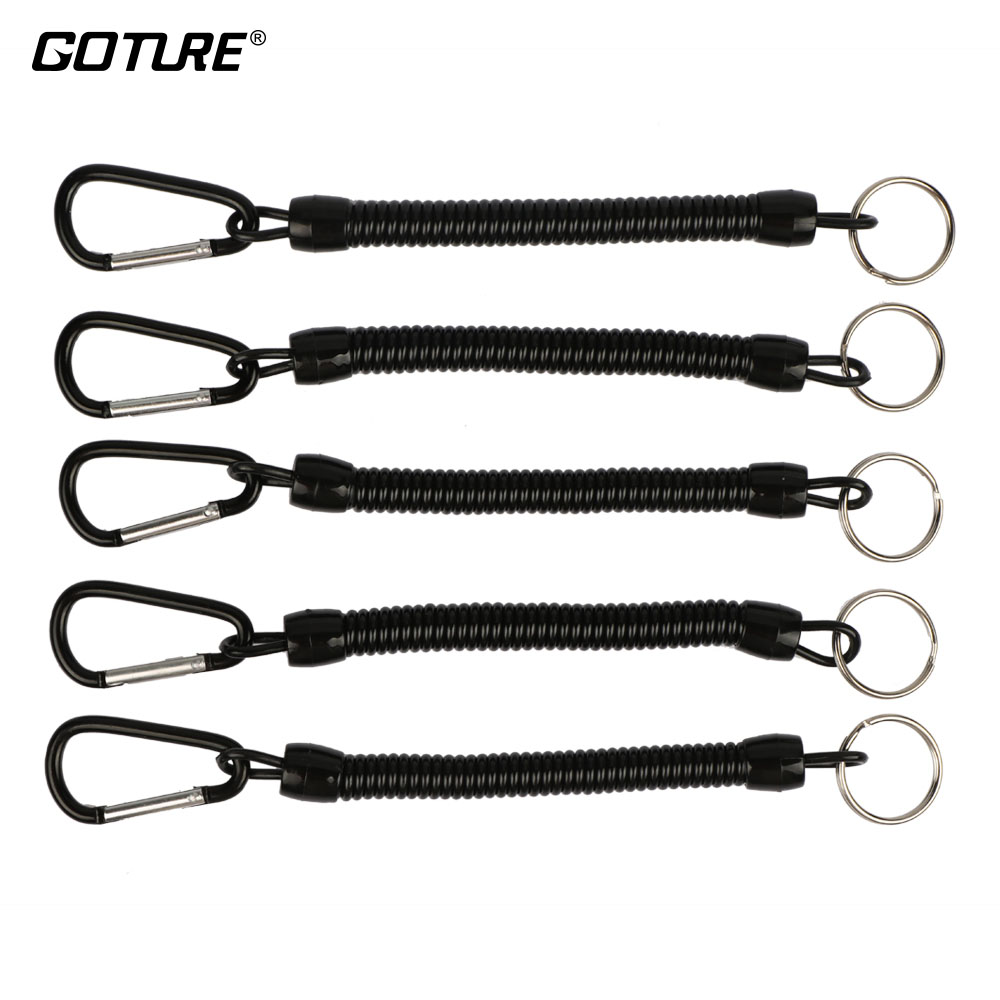 Goture 5pcs Fishing Rope Boat Camping Safety Lanyard Line Retention String with Carabiner Secure Lock Fishing Tackle Accessories