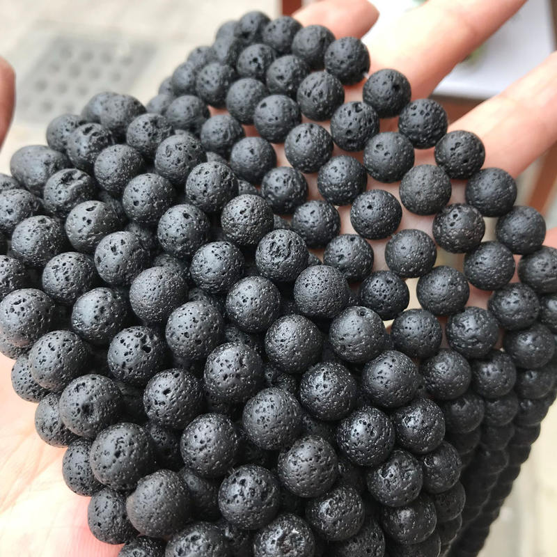 Black Volcanic Lava Beads Round Lava Stone Beads Wholesale Natural Stone Beads For Jewelry Making DIY Bracelets Accessories