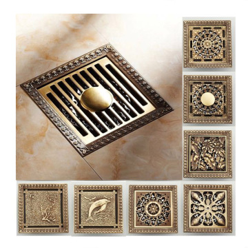 Uythner Free Shipping Bathroom 12cm Floor Drain Antique Brass Artistic Shower Waster Drain