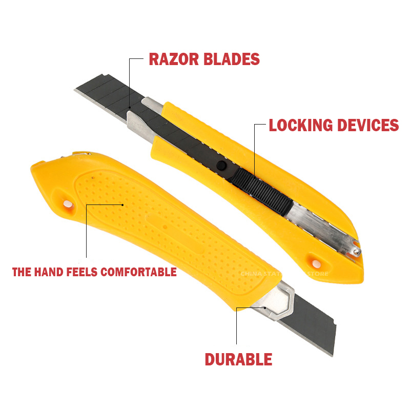 Black Blade Utility Knife 18mm Large Handle Non-slip Wear-resistant Sharp Wallpaper Knife Unpacking Tool