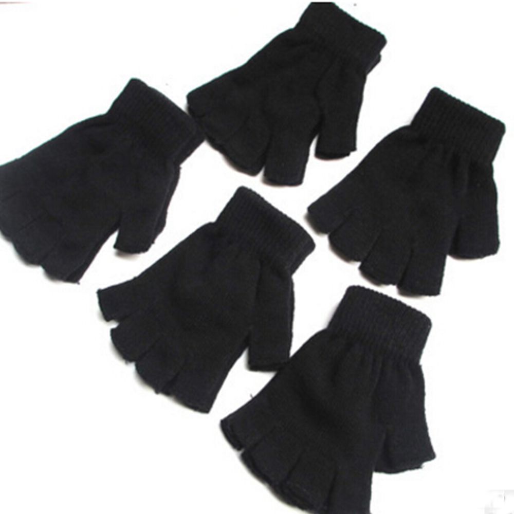 1Pair Elastic Stretch Knit Warm Half Finger Gloves thermal Warm Half Finger Fingerless Gloves Mitten Gloves Without Mitten