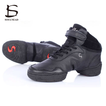 Jazz Dance Shoes Men Women Dance Sneakers Modern Salsa Hip-hop Dancing Shoes Black Genuine Leather Breathable Sports Shoe Man