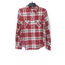Women's Red and White Check Flannel Shirt
