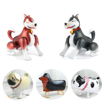 1pc 4D Walking Dog Balloons Animal Pet Assembling DIY Cartoon Husky Foil Balloons Kids Toys Boys Birthday Party Decor Globos