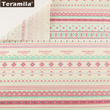 Sewing Material Tissu Pink Print Strips Tablecloth Pillow Bag Curtain Cushion Pillow Home Textile Cotton Linen Fabric TERAMILA