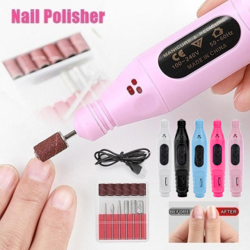 1 Set Professional Electric Nail Drill Manicure Machine USB Rechargeable Pedicure Drill Set Mill Cutter Nail File Polisher Tools