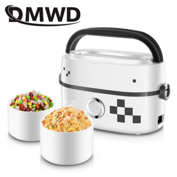 DMWD 1L Mini Electric rice cooker Protable lunch box Multifunction double ceramic sealing liner egg steamer soup heat insulation
