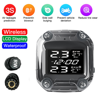 Motorcycle TPMS Tire Pressure Monitor LCD Digital Screen Magnetic Charge Auto Alarm Moto Tyre Pressure External Sensor