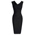 Women's Summer Retro Sleeveless Slim Business Pencil Dress Ladies Vintage Solid Color Sheath Cocktail Party Bodycon Dresses