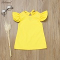 Baby Girls Clothes Summer Baby Dress Fly Sleeve Newborn Infant Dresses Solid Color Bow Dress Kids Girl Clothes 27