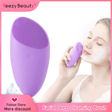 Mini Electric Silicone Face Cleansing Brush Sonic Massage USB Ultrasonic Deep Cleaner Tool Waterproof Facial cleansing brush