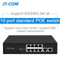 48V Network POE Switch Ethernet 10/100/1000Mbps 5/8/10ports IEEE 802.3af/at Suitable for IP camera/Wireless AP/CCTV camera 250m