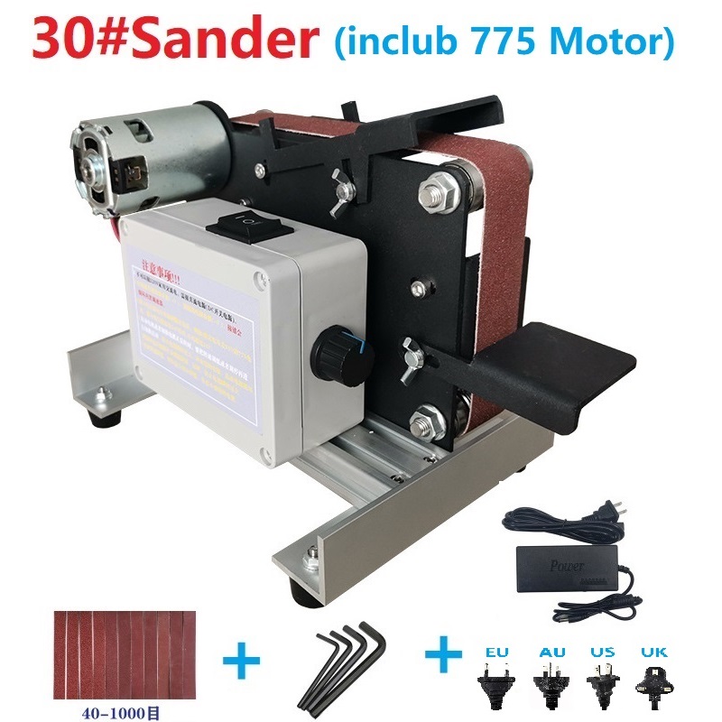 30# 775 Motor 110V / 220V High Speed Diy Polishing Cutter Grinder Multifunctional Grinder Electric Abrasive Belt Grinder Sander