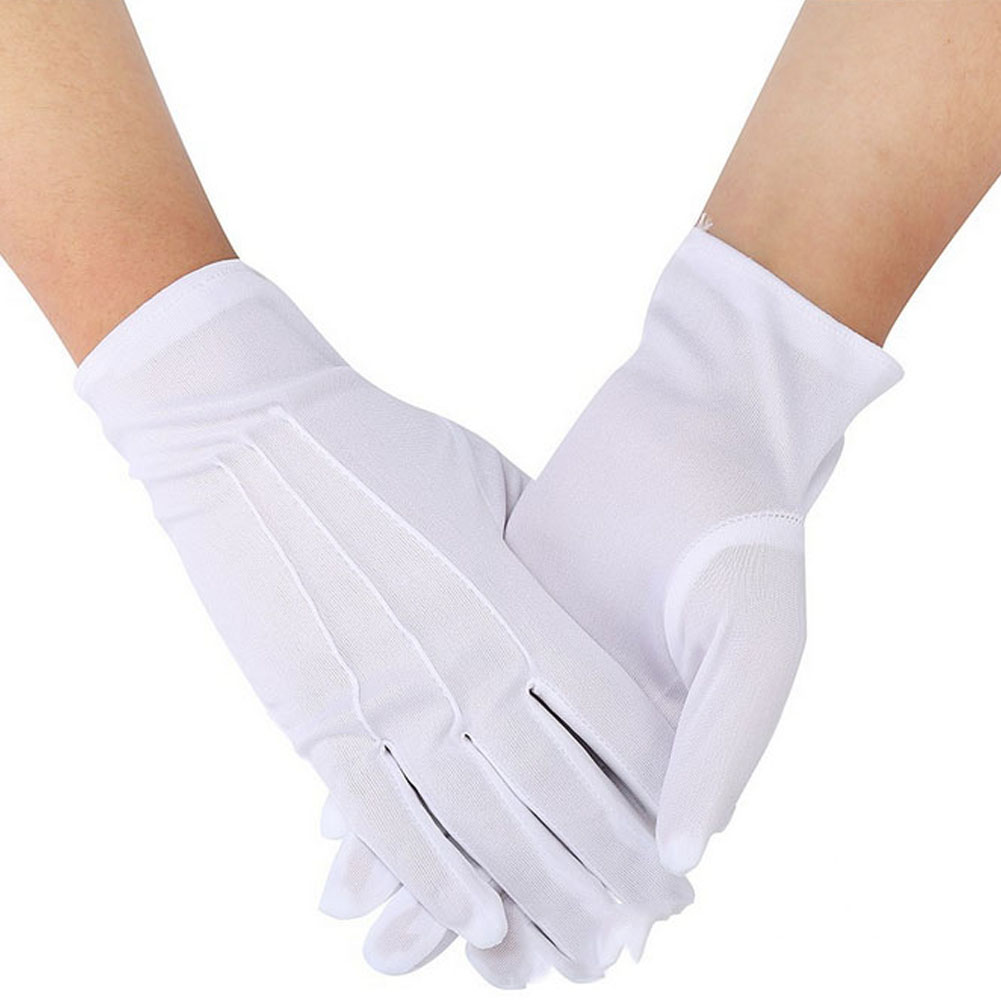 1Pair Solid White Tuxedo Gloves Party Festive Wedding Ceremony Formal Uniform Guard Band Butler Waiter Gloves