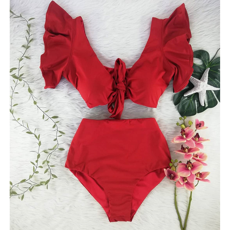 New High Waist Bikini Swimwear Women Swimsuit Push Up Bikinis Women Bathing Suit Biquini Ruffle Bikini Summer Beach Wear L10