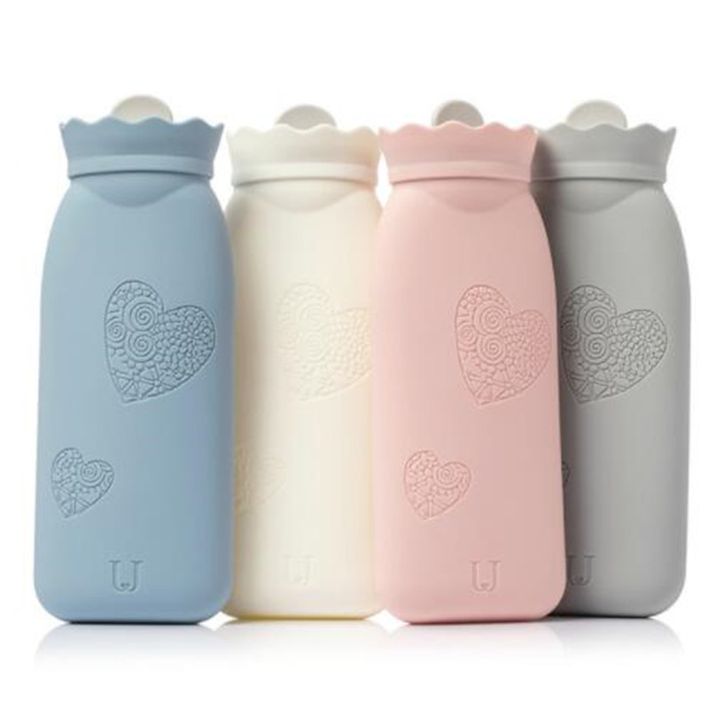 Silicone Hot Water Bottle Water Warm Water Bag Warm Palace Hand Warmers Mini Portable Explosion-Proof Plush Warm Baby Students