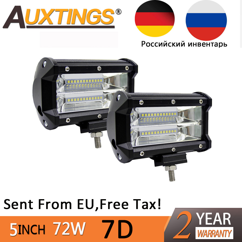 Auxtings Offroad 2PCS 5'' INCH 72W LED Work Light Bar Spotlight 12V 24V CAR TRUCK SUV ATV 4WD TRAILER PICKUP DRIVING EU RU stock