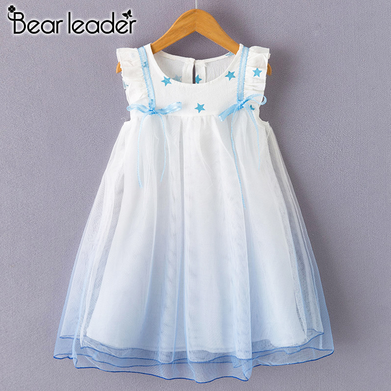 Bear Leader Girls Dress New Summer Kids Girl Princess Dress Elegant Princess Children Clothing Poka Dot Mesh Dress Suit for 3 7Y