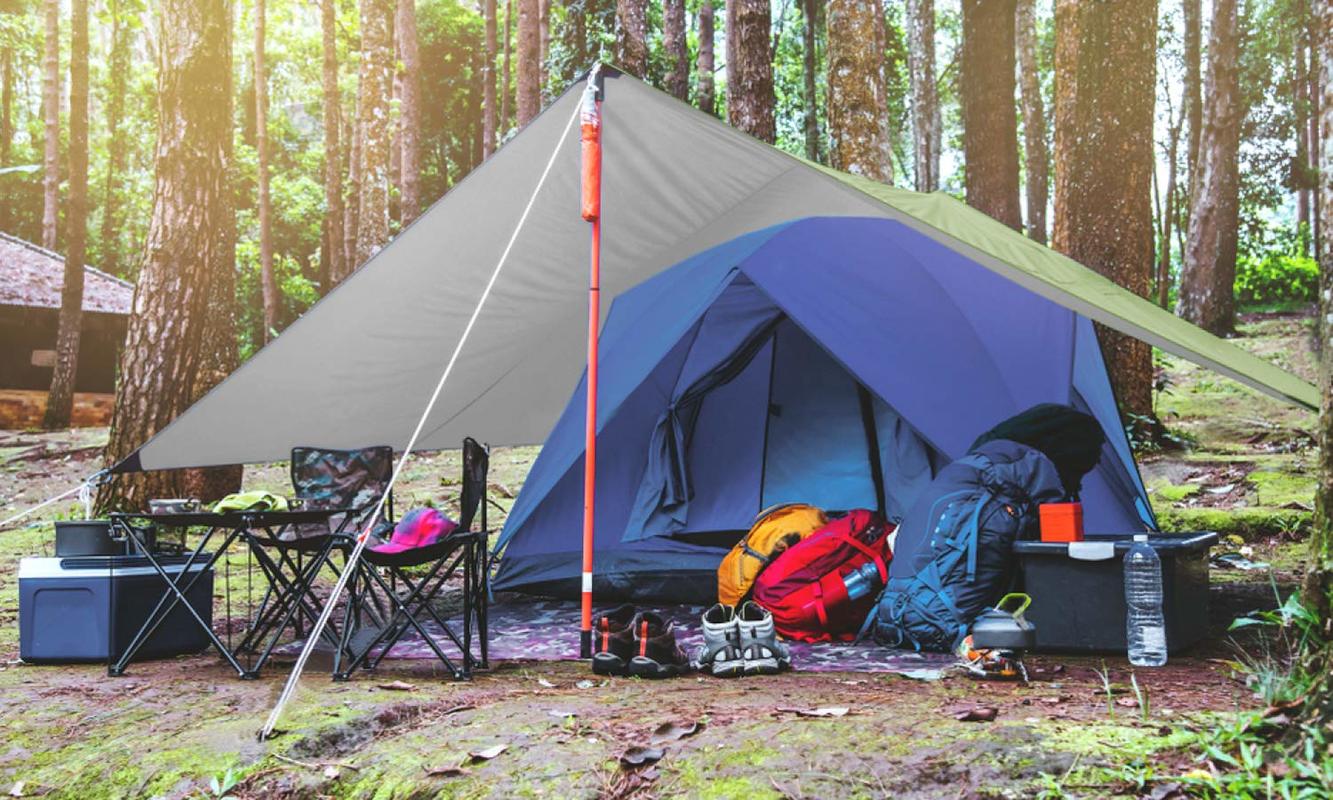3mx3m Hammock Rain Fly Tent Tarp Waterproof Camping Awning UV Protection Sun Shelter Lightweight Canopy Shelter