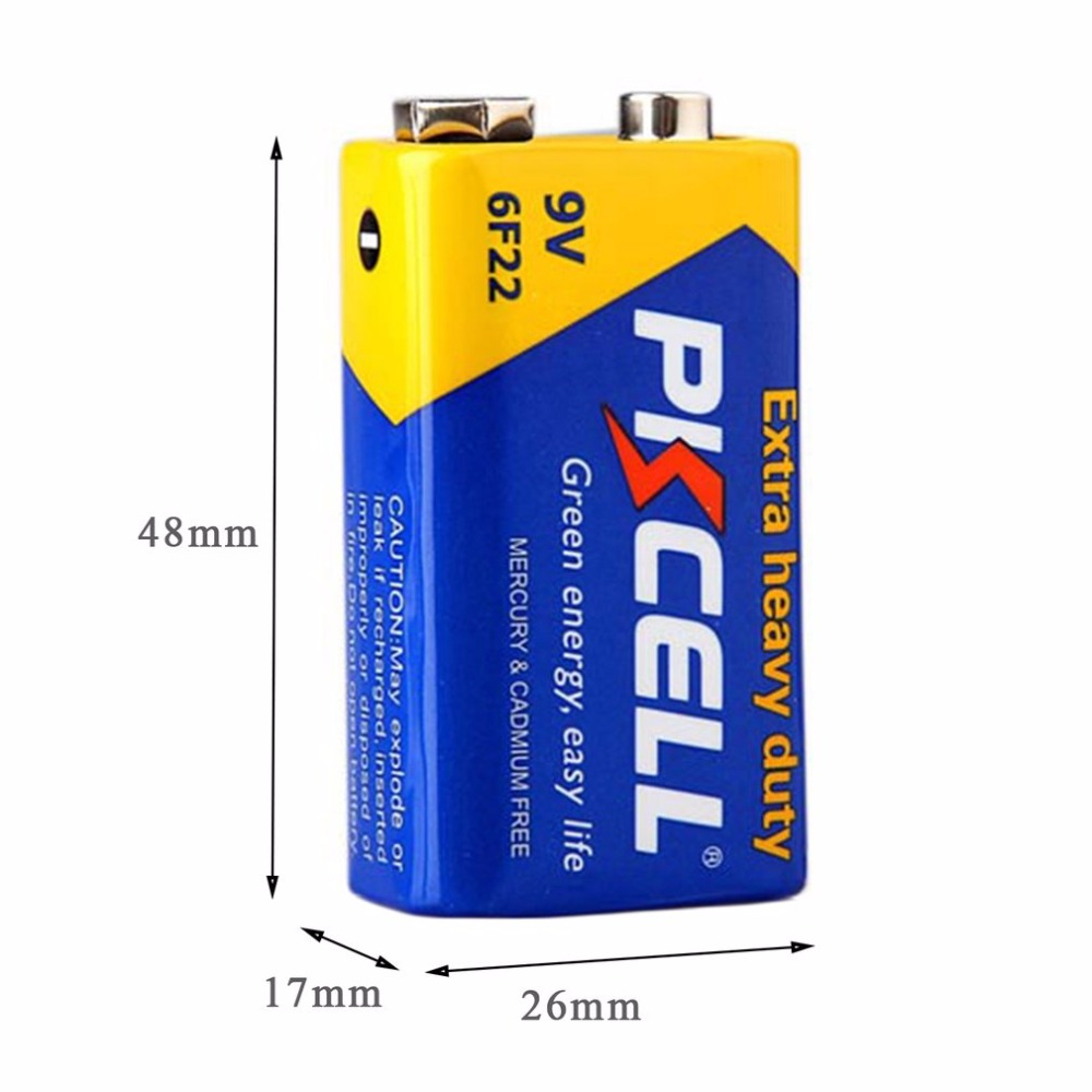 5pcs PKCELL Electronic thermometer battery 9v 6f22 PP3 6LR61 MN1604 zinc carbon primary Batteries for Single-sex