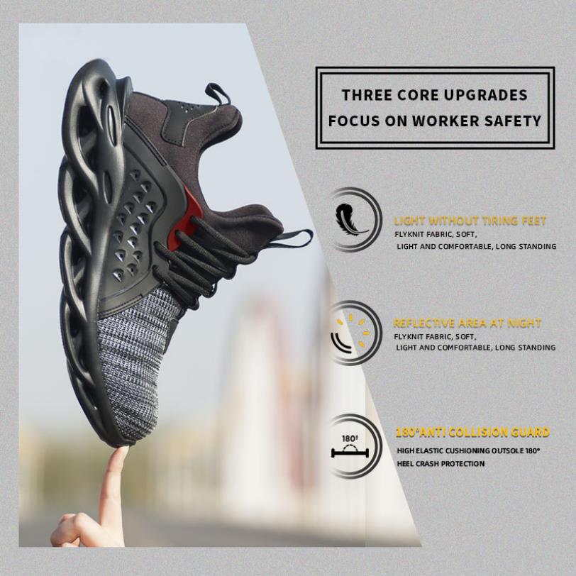 Men's Outdoor Breathable Mesh Steel Toe Anti Smashing Safety Shoes Men's Light Puncture Proof Comfortable Work Shoes Safety Boot