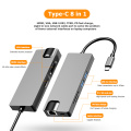 8 in 1 USB C Hub Type C to Multi 2 USB 3.0 4K HDMI VGA Gigabit RJ45 TF Card Reader PD Charging Adapter Splitter for PC Labtop