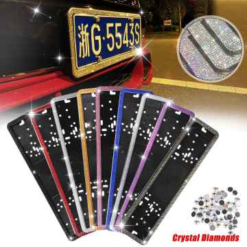 1PCS Russian Car Licence Number Plate Frame Luxury Handcrafted Bling Crystal Diamonds European License Plate Frame