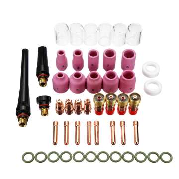 49Pcs TIG Welding Torch Kit For WP-17/18/26 Durable TIG Welding Torch Stubby Gas Len #10 Pyrex Glass Cup Kit Tool Accessories
