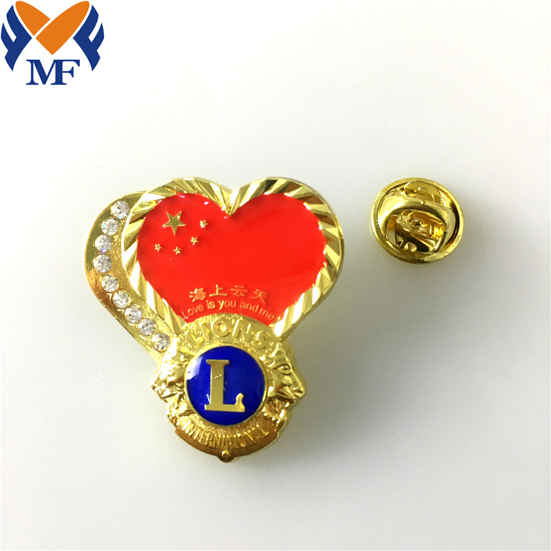 Red Heart Shaped Pin Badges