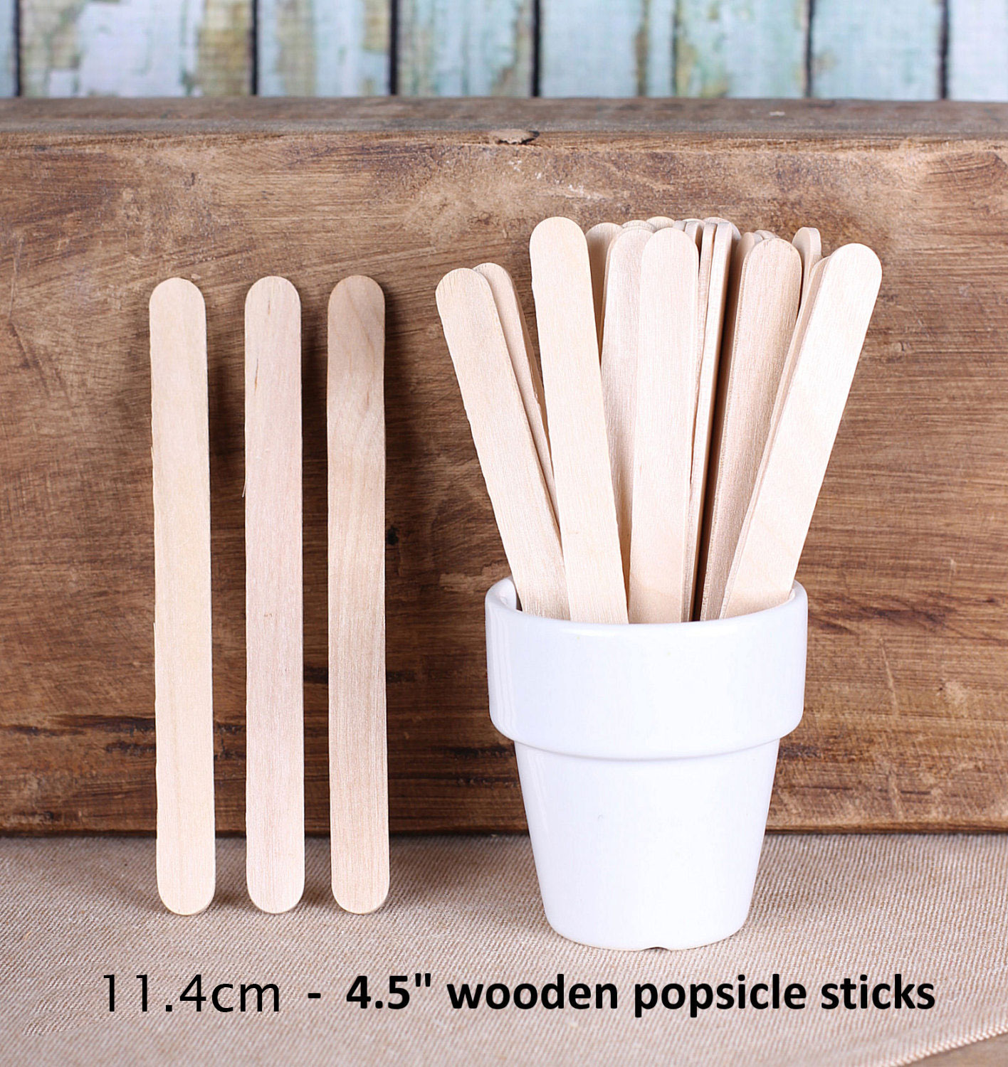 x50 Flat Ice Cream Sticks popsicle Stick 114mm Ice Lolly Lollipop Crafts Model Grade A Ice Cream Tools Birch Wood