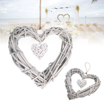 Wicker Hanging Hearts Wicker Wreath Wall Hanging Artificial Wreath Holiday Party Event DIY Decorations