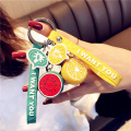 Fresh Fruit Keychain PVC 3D Kiwi Lemon Orange Watermelon Keychains Summer Women Men Car Keyring Jewelry Handbag Fashion Trinket