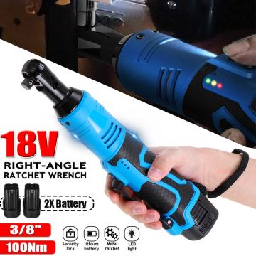 100N.m Electric Wrench 18V Cordless Ratchet Rechargeable Scaffolding Right Angle Wrench 3/8
