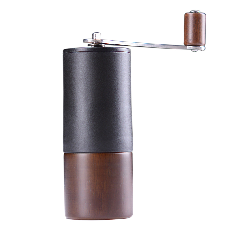 super mini manual coffee grinder portable coffee mill 304stainless steel burr wooden powder bin