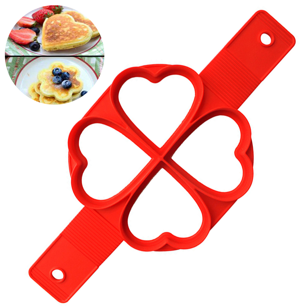 DIY 4 Holes Fried Pancakes Eggs Fixator Pancake Maker Egg Ring Silicone Nonstick Cooking Baking Stencil Muffin Pastry Mould Tool