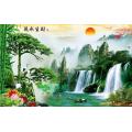 3D mural bedroom living room sofa background wall Fengshui Landscape Painting Wallpaper treasure pot water making money