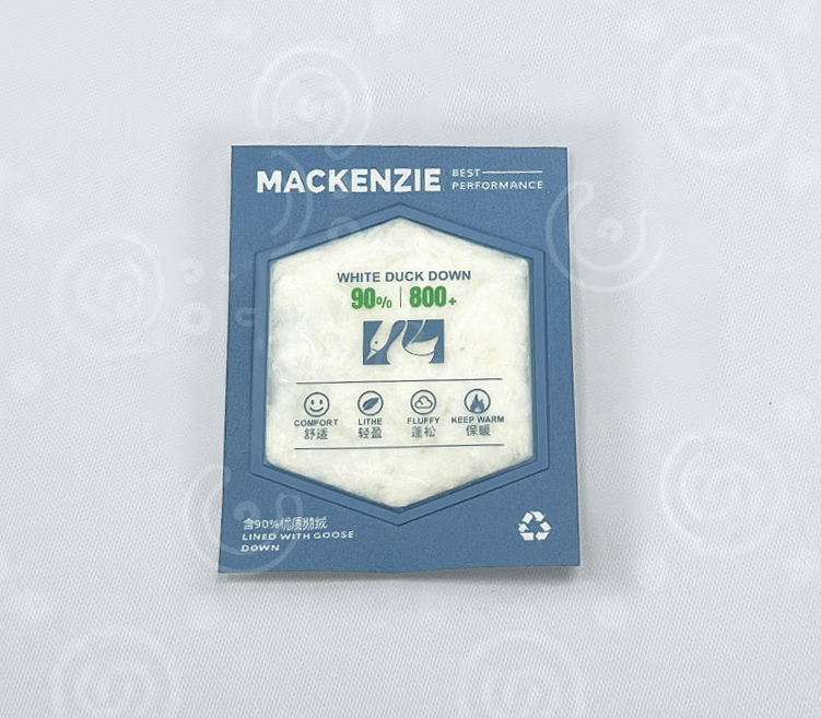 High frequency down feather label