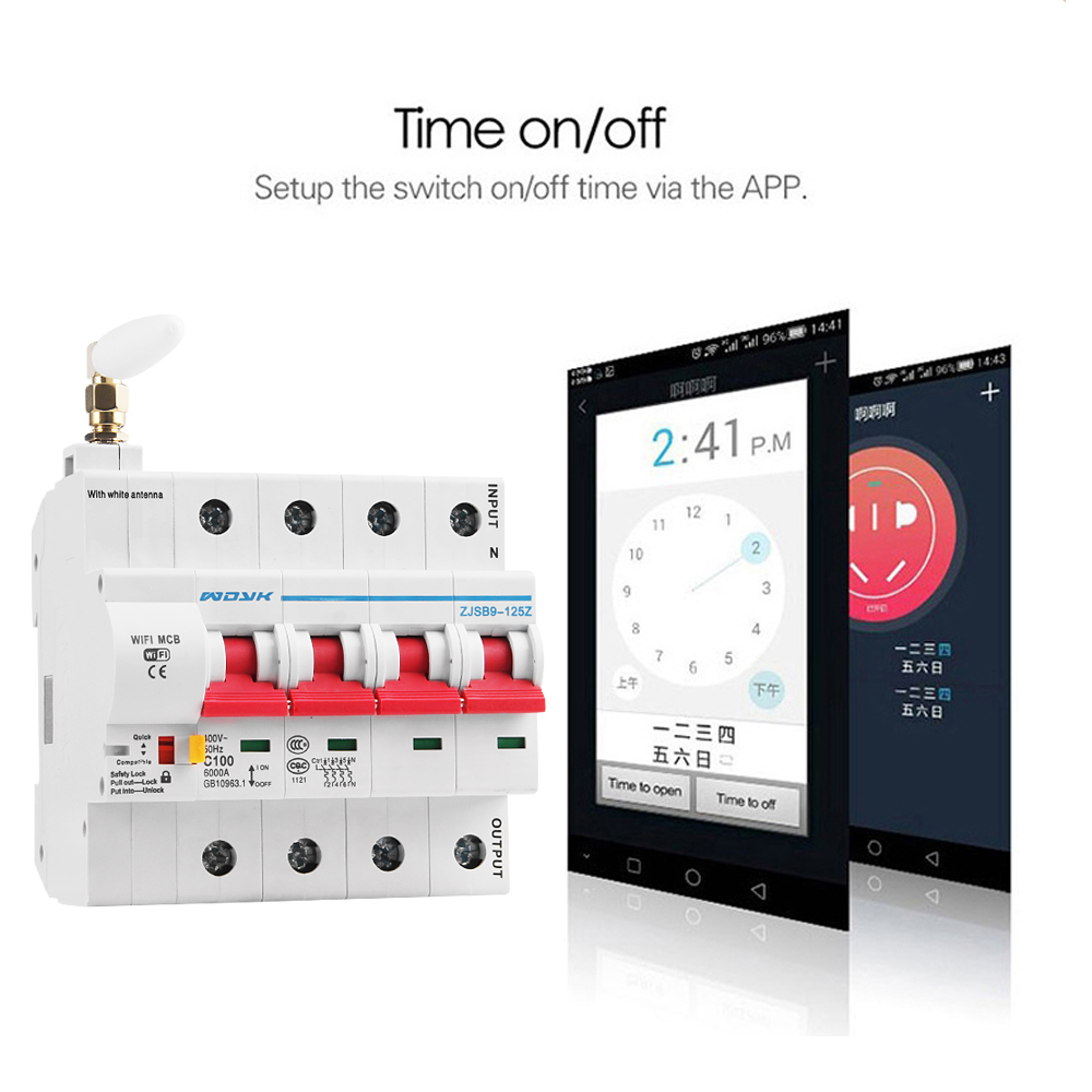 eWelink app 4P WiFi Smart Circuit Breaker overload short circuit protection with Alexa google home for Smart Home